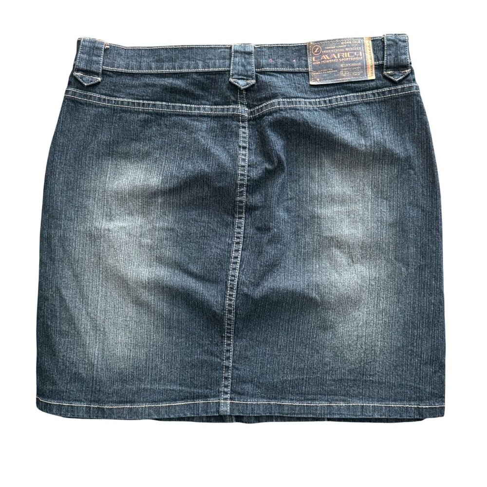 Vintage Z. Cavaricci Denim Mini Skirt Size 9 Y2K Style Front Pockets Side Slits - Picture 2 of 11